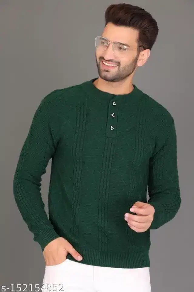 Woolen Sweater for Men (Green, L)