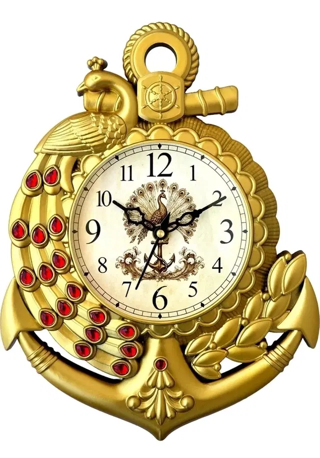 Kc Arts Pendulum Peacock Wall Clock Golden