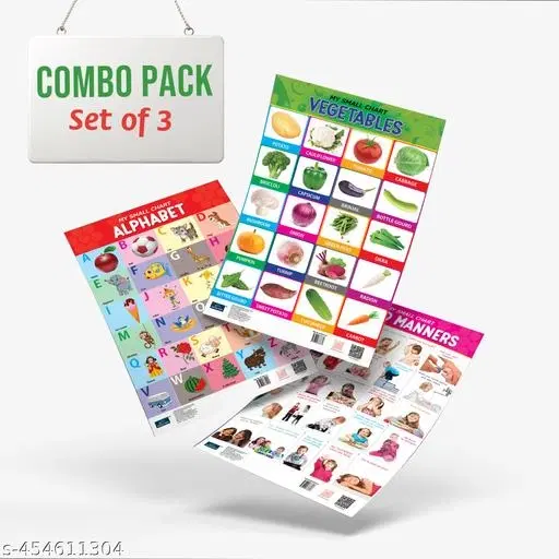 Bookford Publications My small chart Alphabet, Good Manners & Vegetables (Set of 3)