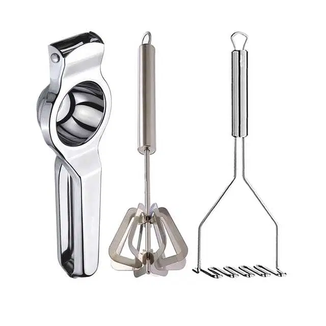 Oc9 Stainless Steel Lemon Squeezer & Hand Blender & Potato Masher Kitchen Tool Set, O-84