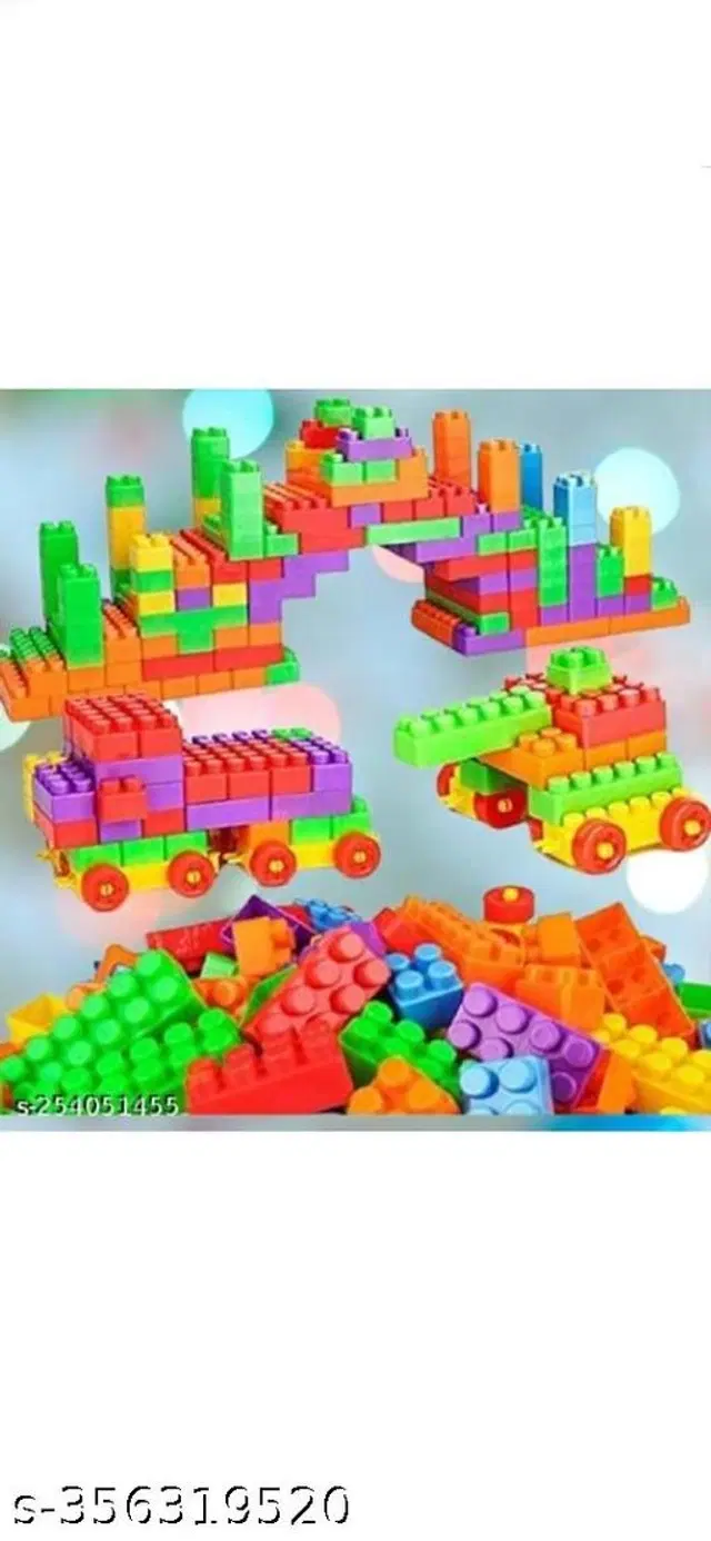Plastic 100 Pcs Block Toys for Kids, Multicolor, Set of 1