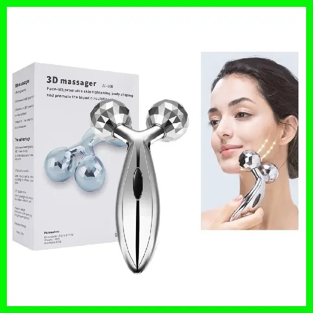 3D Face Massage Roller, Silver