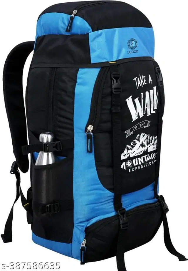 Polyester Trekking Backpacks, Black & Blue