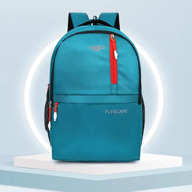 Polyester Laptop Backpack for Men & Women, Aqua Blue, 28 L