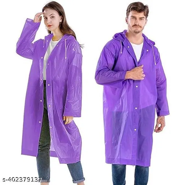Polyester Rain Coat for Men & Women, Purple, Free Size, Pack of 1