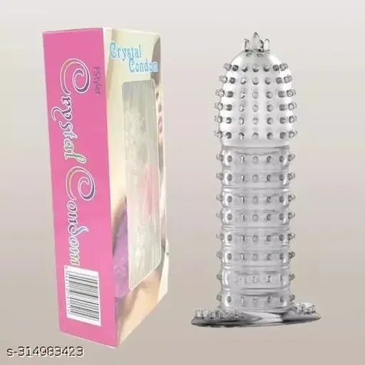 Crystal Dotted Reusable Condom for Men, Transparent, Pack of 1