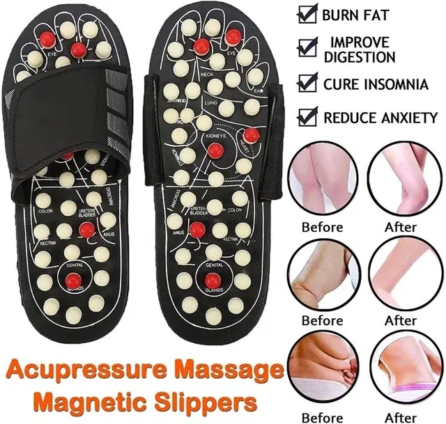 Acupressure Slippers for Men & Women, Black, 5