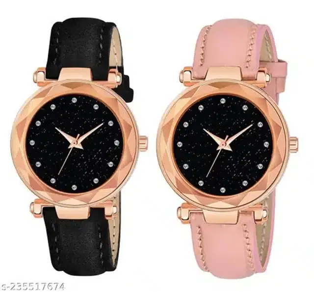 Analog Watch for Women, Pack of 2 (Multicolor)