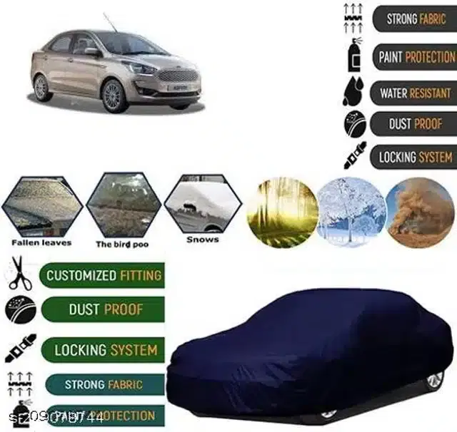 Taffeta Waterproof Car Cover for Ford Aspire, Multicolor