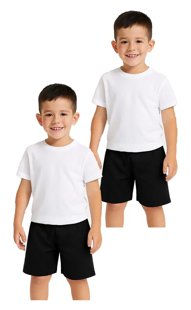 Cotton Shorts for Boys, White, Pack of 2 (6-12 Months)