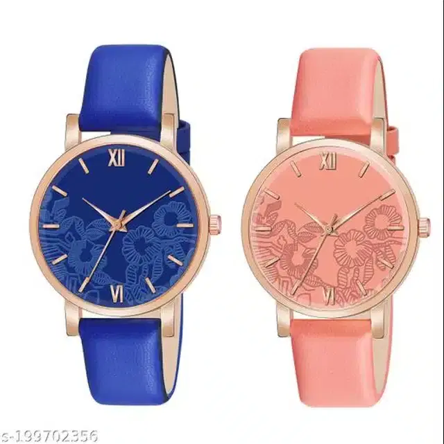 Analog Watch for Women, Pack of 2 (Multicolor)