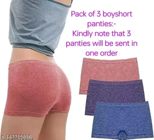 Cotton Blend Solid Briefs for Women, Pack of 3, Multicolor (M)