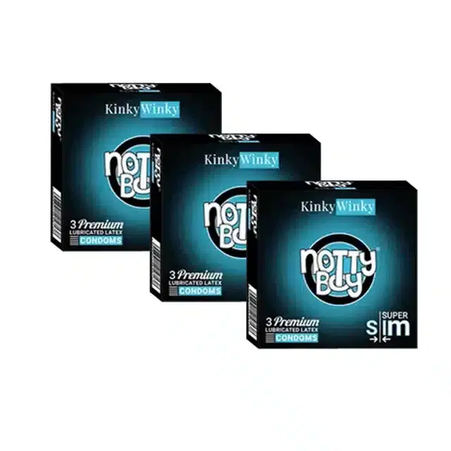 Notty Boy 3 Pcs Kinky Winky Super Slim Condoms for Men, Set of 3
