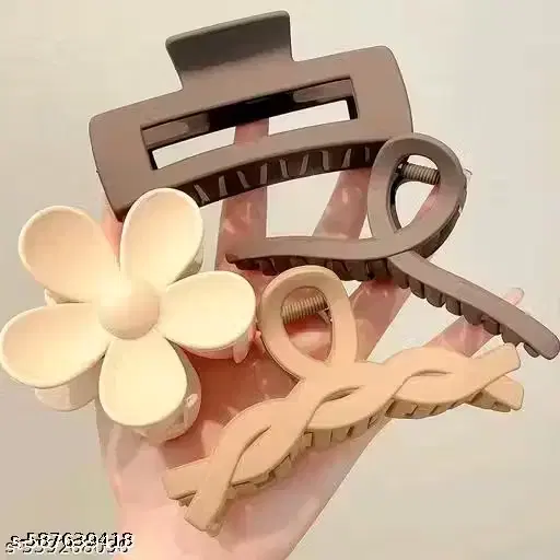 Stylish Matte Finish Hair Clutcher Set for Women & Girls, Multicolour, Pack of 4