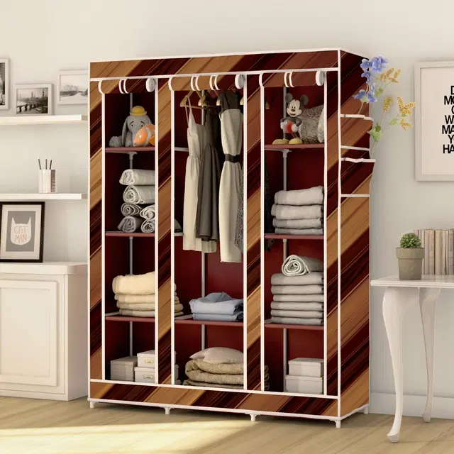 Plastic Printed Collapsible Wardrobe, Gold
