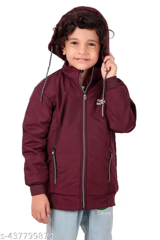 Polyester Jacket for Boys (Maroon, 2-3 Years)