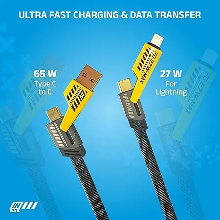 4-in-1 Fast Charging Data Cable, Multicolor, 1 m