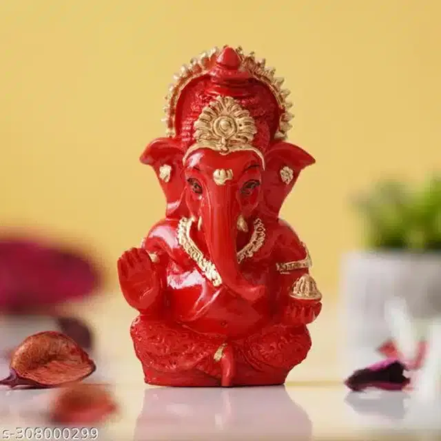 Resin God Ganesha Idol, Red