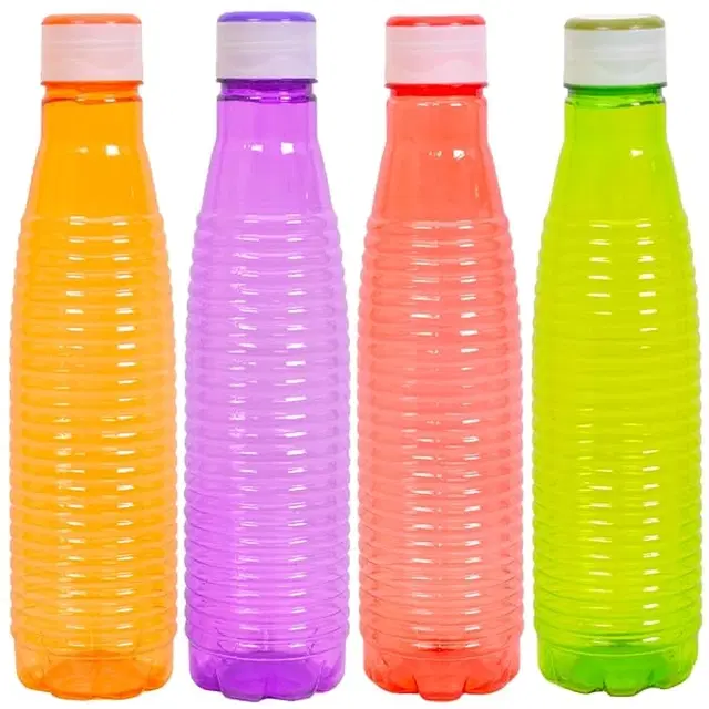 Plastic Water Bottles, Multicolor, 1000 ml, Pack of 4