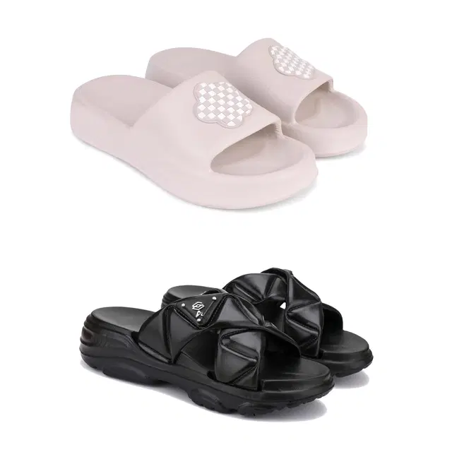 Combo of Sliders for Women, Set of 2 (Multicolor, 5)