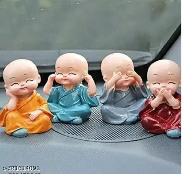 Resin Baby Monks Showpieces, Multicolor, Set of 4