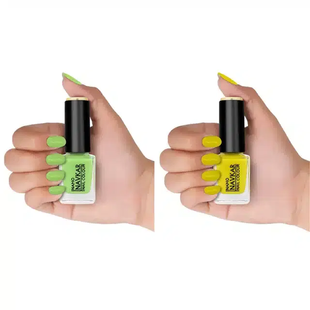 Nail Paint for Women, Light Green & Yellow, Pack of 2