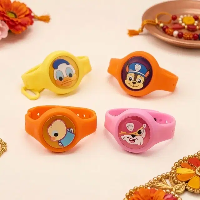 Kids Cartoon Led Slap Band Rakhi Set Of 4