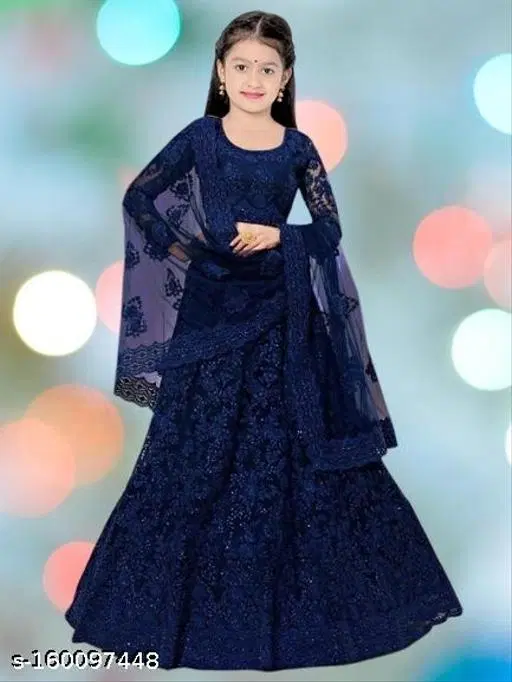 Lehenga Choli for Women (Blue, 9-10 Years)