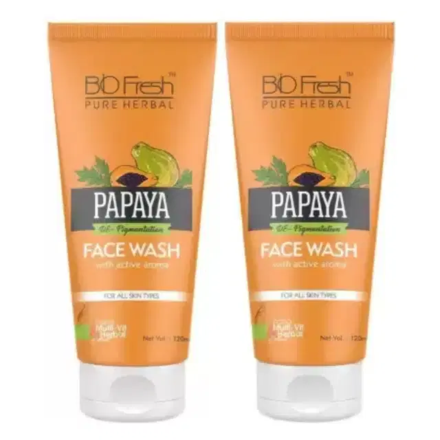 Biofresh Pure Herbal Papaya Face Wash , Pack of 2, 120 ml