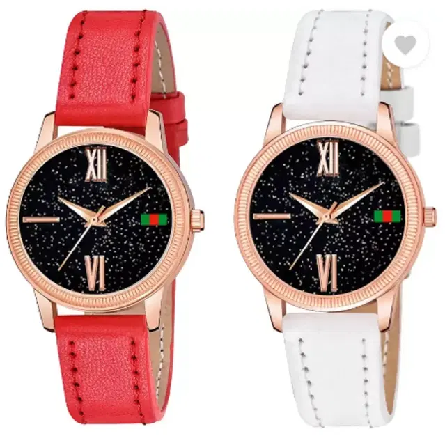 Analog Watch for Women & Girls, Pack of 2 (Multicolor)