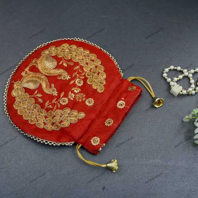 Cotton Silk Ethnic & Traditional Handheld Potli for Women, Maroon, A-53