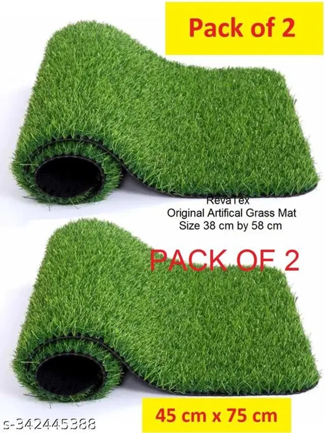 Artificial Grass Doormat, Green, 45x75 cm, Pack of 2