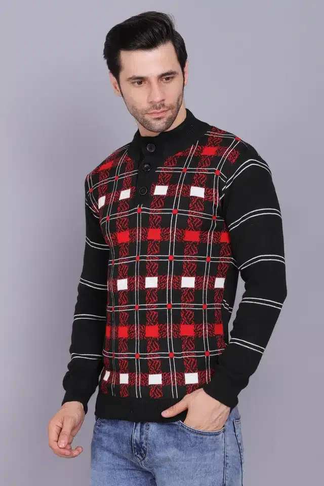 Men's Casual Sweater (Black, XL) (A-02)