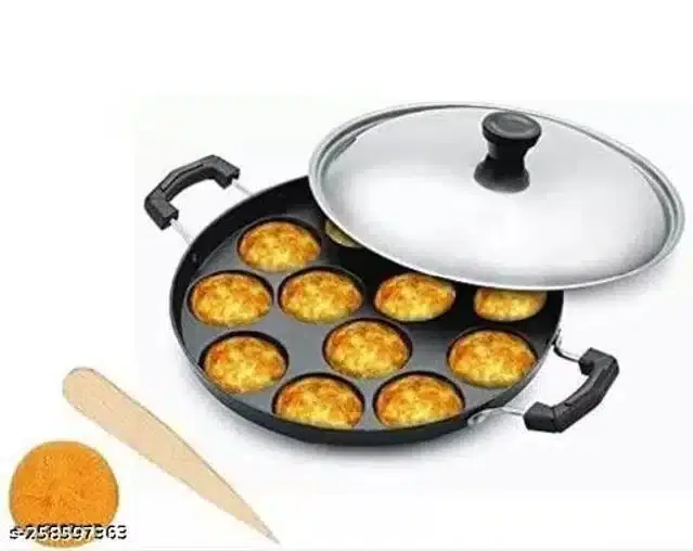 Aluminium Appam Maker with Lid, Silver