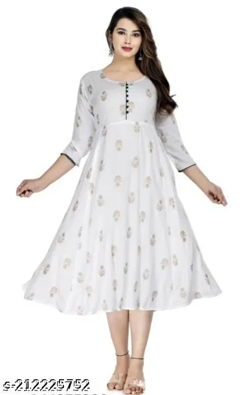 Women Embellished Viscose Rayon Anarkali Kurta, White (XXXL)