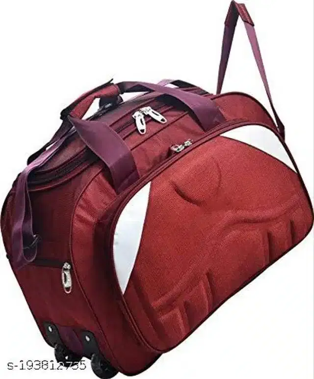 Polyester Strolley Duffel Bag, Maroon, 40 L