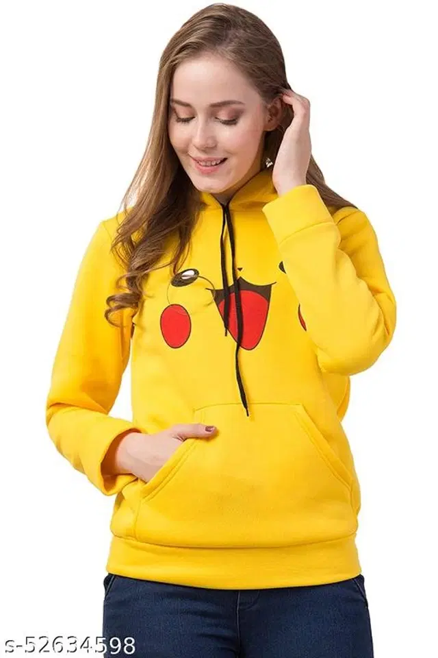 Cotton Blend Hoodie for Women (Yellow, S)