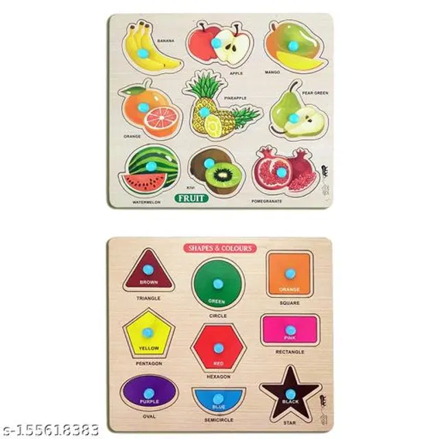 Wooden Puzzle for Kids, Multicolor, Pack of 2