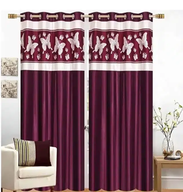 Door Curtains, Pack of 2, Wine, 7 feet