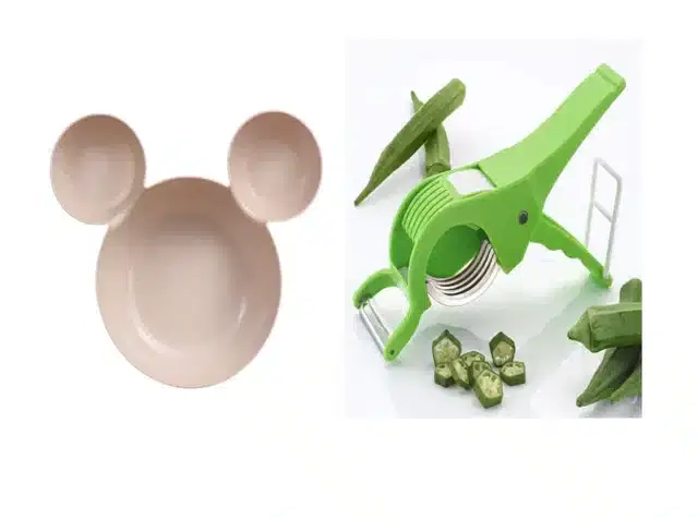 Mickey Mouse Plate & Vegetable Cutter, Set of 2, Multicolor