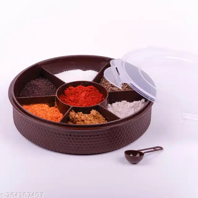 Plastic Round Masala Box, Multicolor