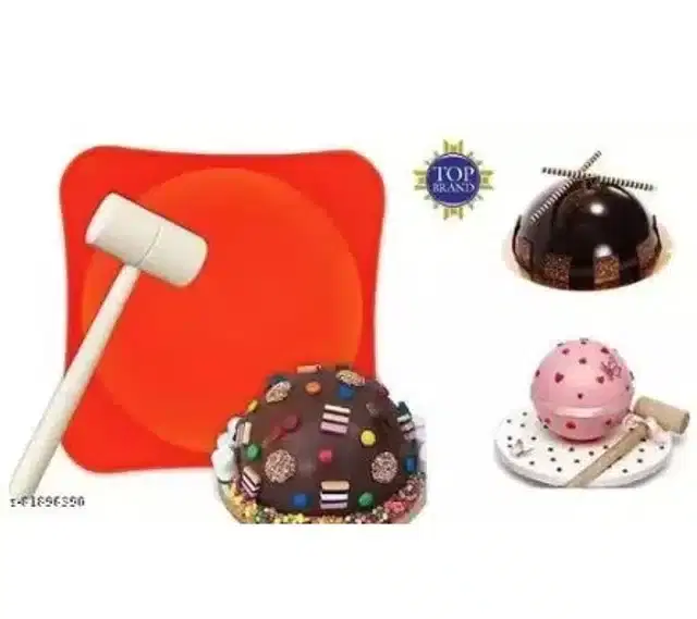 Round Shaped Cake Mould with Hammer, Pack of 2, Multicolor