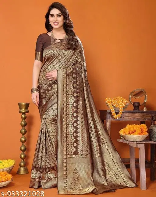 Banarasi Silk Party Wear Saree for Women (Maroon)