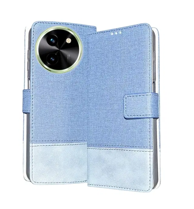 Artificial Leather Flip Cover For Vivo V2338 / Vivo_T3X 5G, Blue