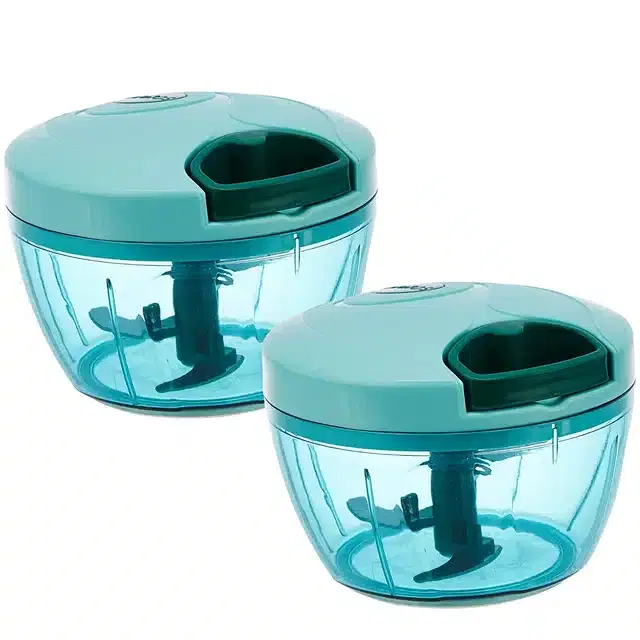 Manual Vegetable Chopper, Pack of 2, 450 ml, Green