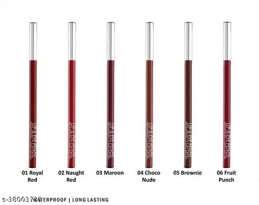 Super Matte Lip Liner Pencil, Multicolor, Pack of 6