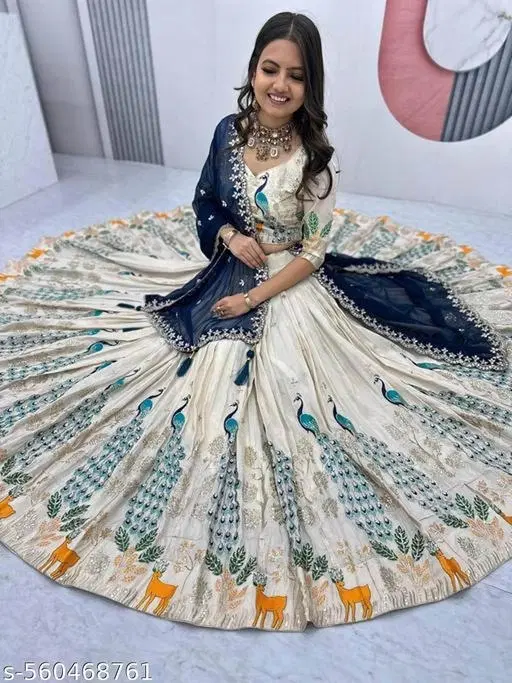 Unstitched Lehenga Choli for Women (Morpich, Un Stitched)