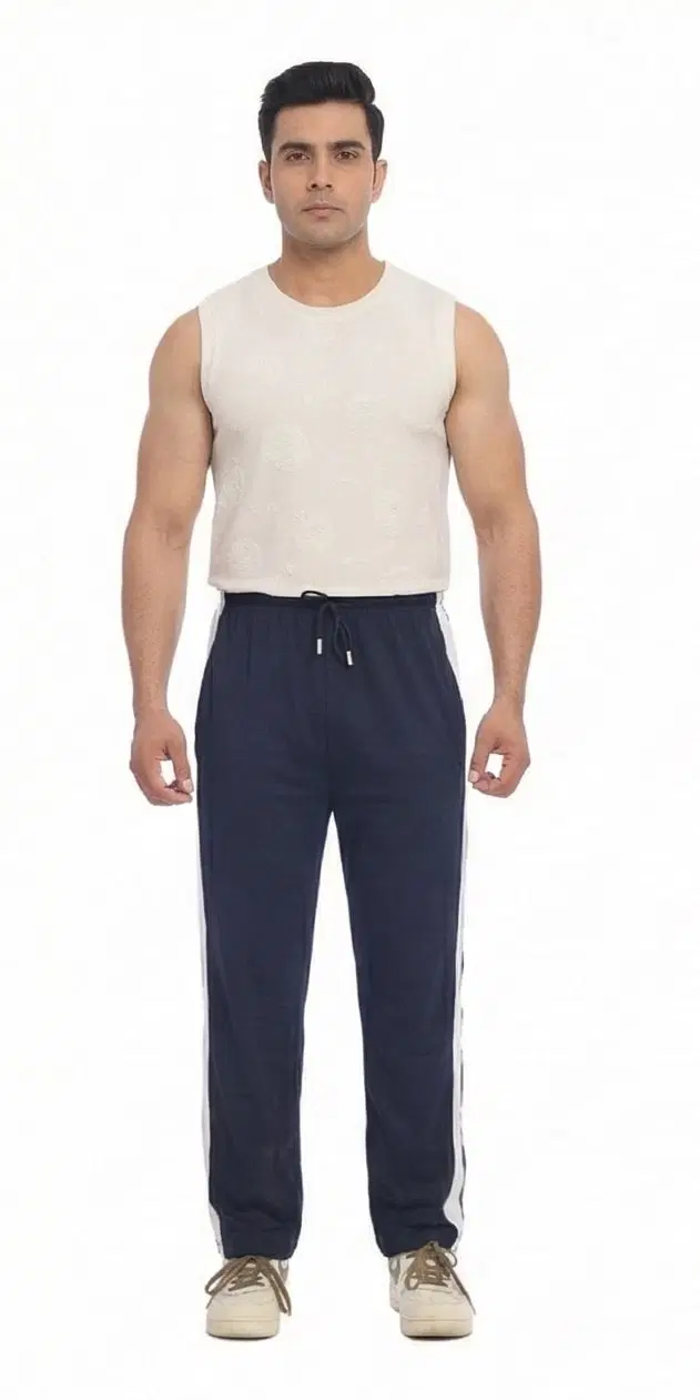 Cotton Abstract Track Paints For Men, Navyblue (M)