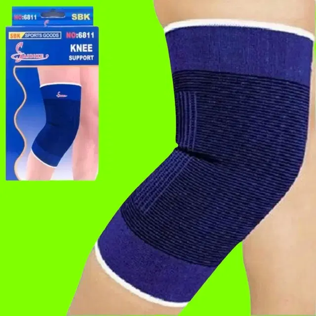 Polyester Solid Knee Sleeves for Women, Blue, Set of 1