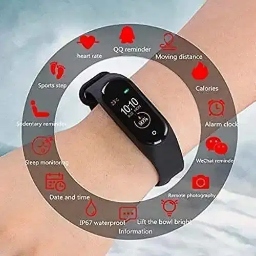 Music Play M4 Fitness Tracker Band, Black